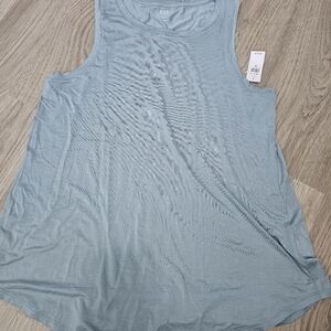 GAP Women's Luxe T Mineral Blue Sleeveless Tank Top